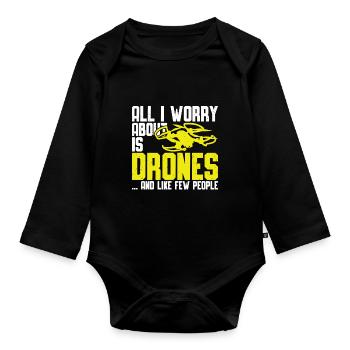 Drone - Organic Longsleeve Baby Bodysuit - black - Front