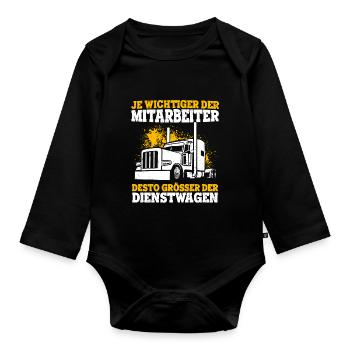 Trucker LKW bester Mitarbeiter Lastkraftwagenfahre - Baby Bio-Langarm-Body - Schwarz - Vorne