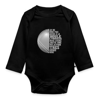 Slogan Boule Lyonnaise Drôle Bouliste - Body Bébé bio manches longues - noir - Devant