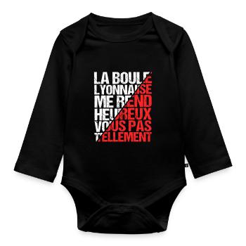Bouliste Proverbe Boule Lyonnaise Drôle - Body Bébé bio manches longues - noir - Devant