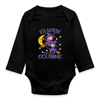 Cousine Ich werde große Cousine Cousinen Hexen - Baby Bio-Langarm-Body - Schwarz - Vorne