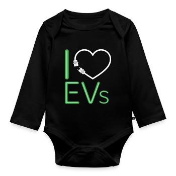 I Charge Electric Vehicle For Electric Car Fans - Organic Longsleeve Baby Bodysuit - black - Front