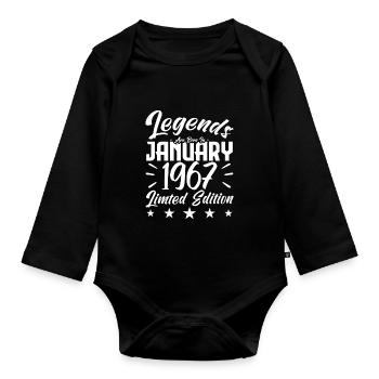 Naissance En Janvier 1967. Cadeau d'anniversaire. - Body Bébé bio manches longues - noir - Devant