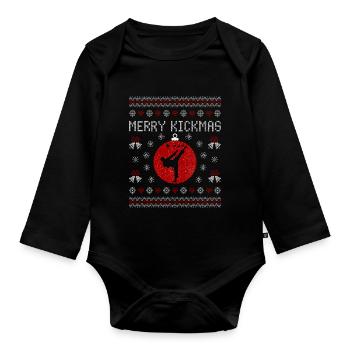 Karate Judo | Merry Kickmas - Baby Bio-Langarm-Body - Schwarz - Vorne