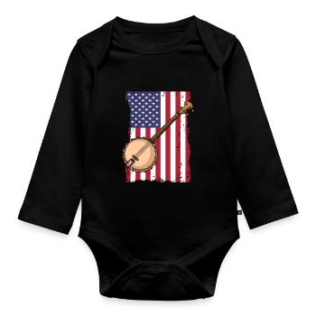 Banjo - Baby Bio-Langarm-Body - Schwarz - Vorne