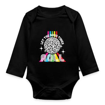 Disco Balls Club Funny Vintage Party Retro Groov - Body Bébé bio manches longues - noir - Devant