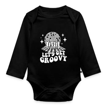 Retro Groovy Club Vintage Party Funny Disco Ball - Body Bébé bio manches longues - noir - Devant