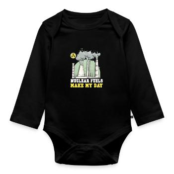 Nuclear power plant Nuclear energy Renewable energy - Organic Longsleeve Baby Bodysuit - black - Front