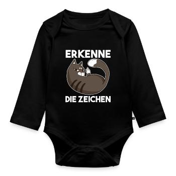 Erkenne Die Zeichen Katze - Baby Bio-Langarm-Body - Schwarz - Vorne
