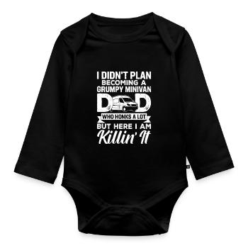 Daddy Working Drives Minivan Dad Lifestyle Geschen - Baby Bio-Langarm-Body - Schwarz - Vorne