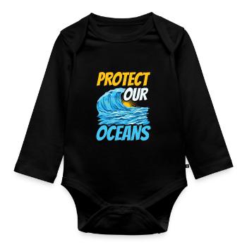 Protects our oceans Sea Sea Ocean Protection - Organic Longsleeve Baby Bodysuit - black - Front