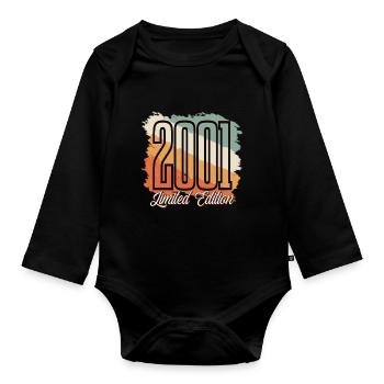 2001 Année de naissance Anniversaire Année de construction Vintage Rétro - Body Bébé bio manches longues - noir - Devant