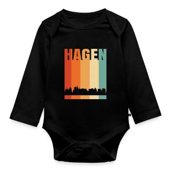 Hagen - Baby Bio-Langarm-Body - Schwarz - Vorne
