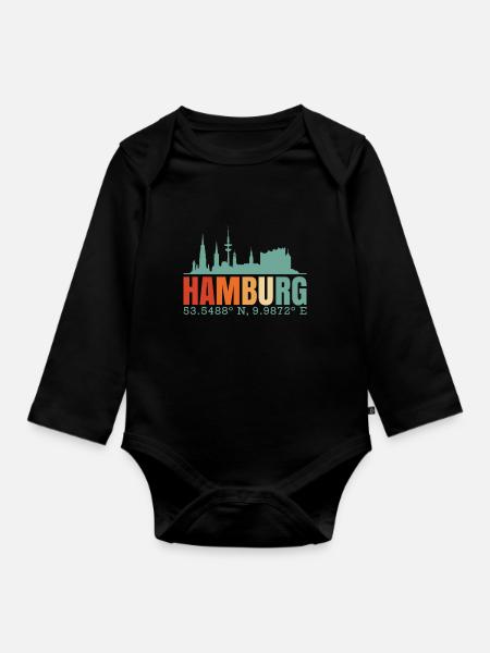 Hamburg - Baby Bio-Langarm-Body - Schwarz
