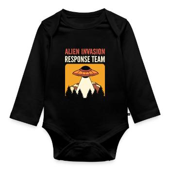 Alien Invasion Response Team Aliens UFO - Organic Longsleeve Baby Bodysuit - black - Front
