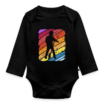 Scooter Stunt Scooter for Kids Retro - Organic Longsleeve Baby Bodysuit - black - Front