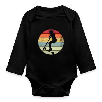 Scooter Stunt Scooter for Kids Retro - Organic Longsleeve Baby Bodysuit - black - Front