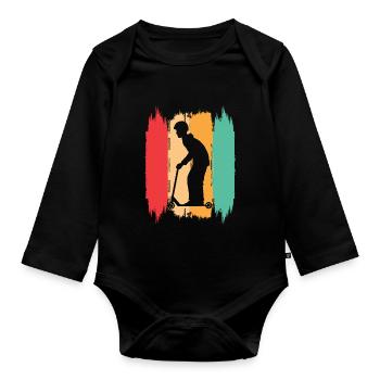 Scooter Stunt Scooter for Kids Retro - Organic Longsleeve Baby Bodysuit - black - Front