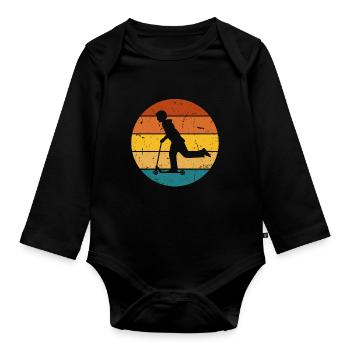 Scooter Stunt Scooter for Kids Retro - Organic Longsleeve Baby Bodysuit - black - Front