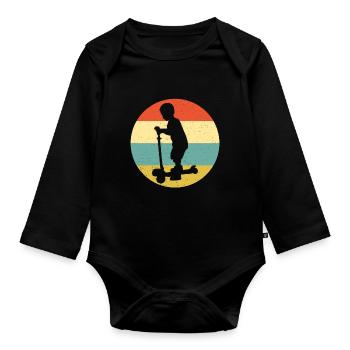 Scooter Stunt Scooter for Kids Retro - Organic Longsleeve Baby Bodysuit - black - Front