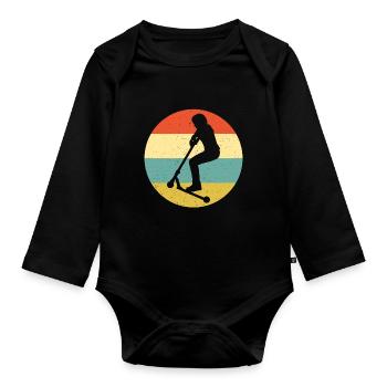 Scooter Stunt Scooter for Kids Retro - Organic Longsleeve Baby Bodysuit - black - Front