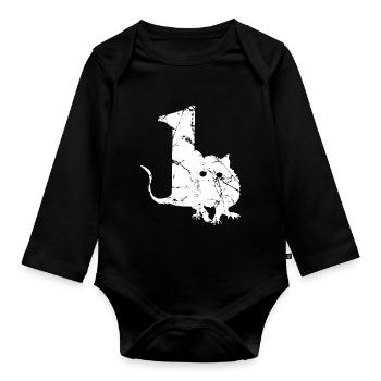 PUNKROCK rats nr. 1 - look usagé - souris - rat - Body Bébé bio manches longues - noir - Devant