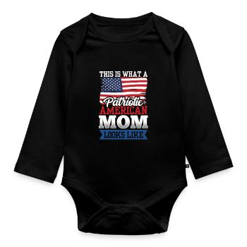 Voici à quoi ressemble une mère américaine patriotique aux États-Unis - Body Bébé bio manches longues - noir - Devant