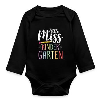 Miss Kindergarten First Day Pre School - Baby Bio-Langarm-Body - Schwarz - Vorne