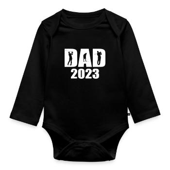 Papa 2023 for golfers - Organic Longsleeve Baby Bodysuit - black - Front