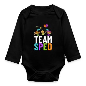 Special education Special education Promoting special needs - Organic Longsleeve Baby Bodysuit - black - Front