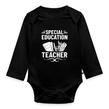 Special education Special education Promoting special needs - Organic Longsleeve Baby Bodysuit - black - Front