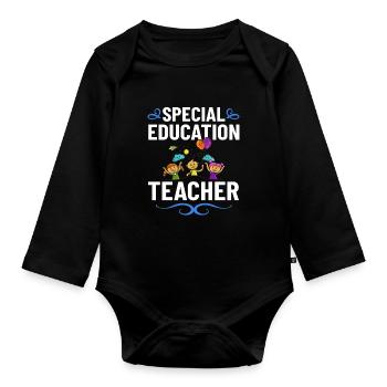 Special education Special education Promoting special needs - Organic Longsleeve Baby Bodysuit - black - Front