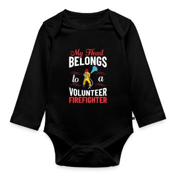 Pompiers volontaires - Body Bébé bio manches longues - noir - Devant