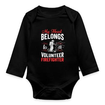 Volunteer Firefighter Firefighter Volunteers - Organic Longsleeve Baby Bodysuit - black - Front