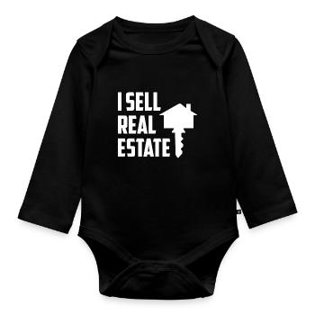 Je vends des maisons immobilières agents immobiliers - Body Bébé bio manches longues - noir - Devant