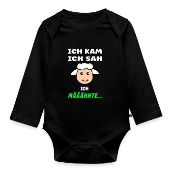 Sheep saying - Funny design with sheep - Organic Longsleeve Baby Bodysuit - black - Front