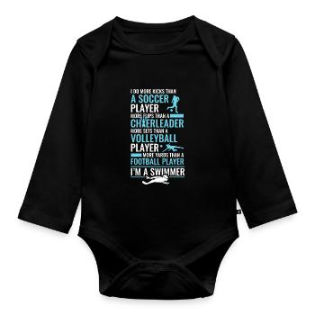 Nageurs amusants - Body Bébé bio manches longues - noir - Devant