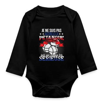 Pétanque Accessoire Boccia Cadeau Bouliste - Body Bébé bio manches longues - noir - Devant