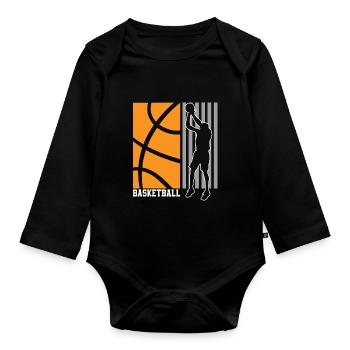 Basketball Basketballer - Baby Bio-Langarm-Body - Schwarz - Vorne