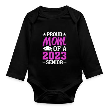Lustige Stolze Mutter Eines Abschlussgeschenks - Baby Bio-Langarm-Body - Schwarz - Vorne