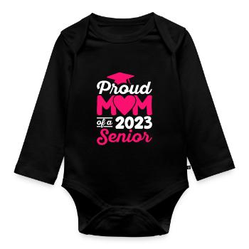 Lustige Stolze Mutter Eines Abschlussgeschenks - Baby Bio-Langarm-Body - Schwarz - Vorne