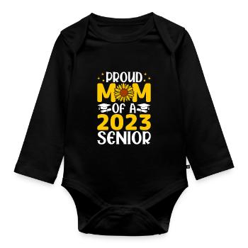 Lustige Stolze Mutter Eines Abschlussgeschenks - Baby Bio-Langarm-Body - Schwarz - Vorne