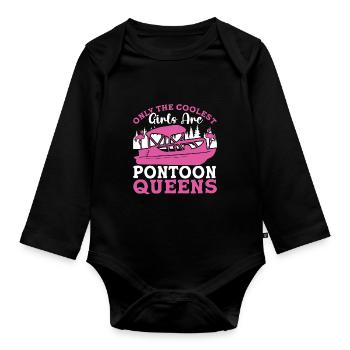 Pontoon Queen -Boat Pontoon -Women - Organic Longsleeve Baby Bodysuit - black - Front
