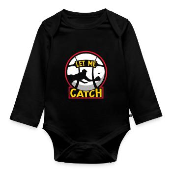 Lass Mich Fangen Spieler Fänger Baseball Catcher - Baby Bio-Langarm-Body - Schwarz - Vorne