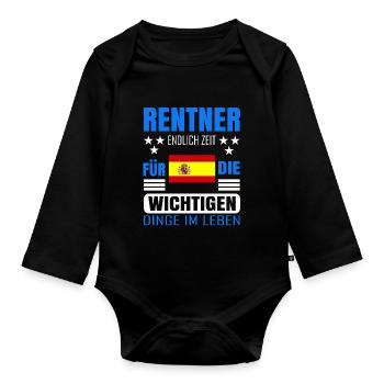 Rentner Rente Rentenbeginn Spanien - Baby Bio-Langarm-Body - Schwarz - Vorne