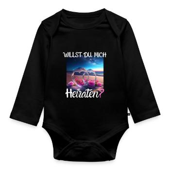 Heiratsantrag für Hochzeit oder Verlobung - - Baby Bio-Langarm-Body - Schwarz - Vorne