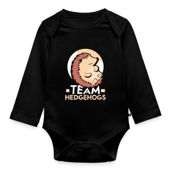 Team Hedgehog Cute Pet Sayings - Organic Longsleeve Baby Bodysuit - black - Front
