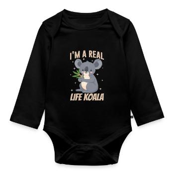 Je suis un vrai koala mignon animal koala koala ours - Body Bébé bio manches longues - noir - Devant