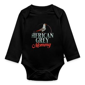 Perroquet gris d’Afrique oiseau perroquet Afrique - Body Bébé bio manches longues - noir - Devant