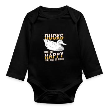 Les canards me rendent heureux Tu n’es pas tellement drôle fermier - Body Bébé bio manches longues - noir - Devant